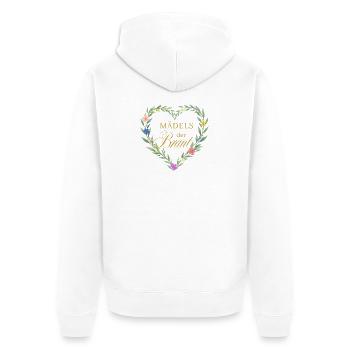 Maedels der Braut! Herz - Unisex Premium Bio Zip Hoodie - Weiß - Hinten - Thijin (182cm)