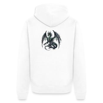 Dragon aux ailes scintillantes et à la corne - Veste à capuche bio Premium Unisexe - blanc - Dos - Thijin (182cm)