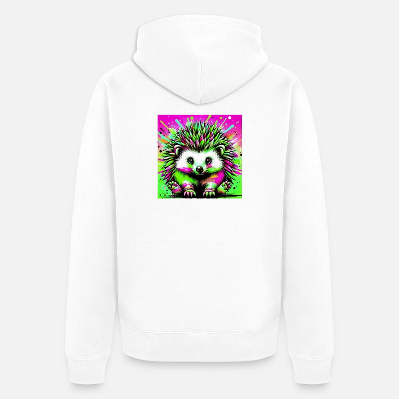 hérisson - Veste à capuche bio Premium Unisexe - blanc