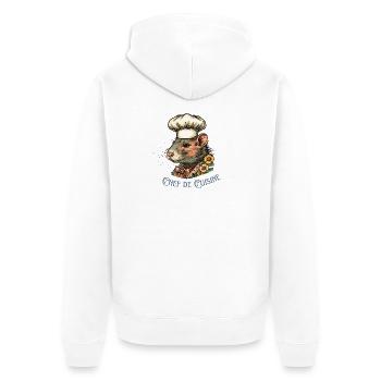 Cuisiner le rat avec la toque de chef - Veste à capuche bio Premium Unisexe - blanc - Dos - Thijin (182cm)