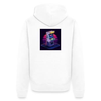 Arcade Dreams – Zurück in die 80er - Unisex Premium Bio Zip Hoodie - Weiß - Hinten - Thijin (182cm)