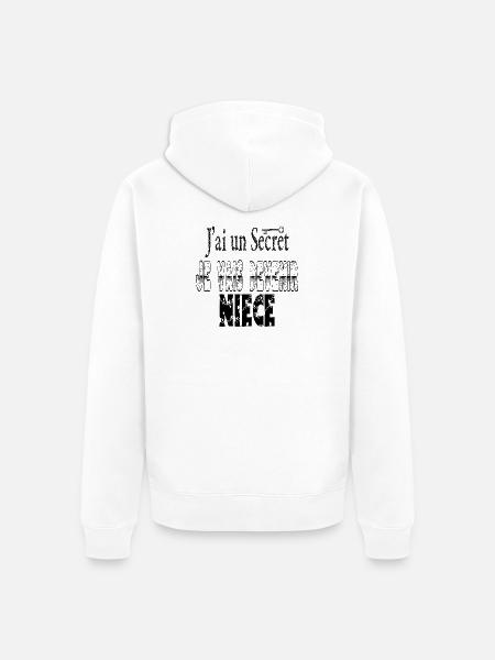 J'ai un Secret Je vais Devenir Nièce - Premium økologisk unisex-hættejakke - hvid