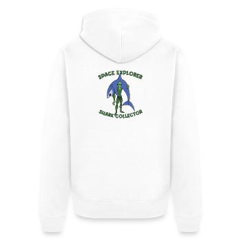 Weltraumforscher Hai-Sammler - Unisex Premium Bio Zip Hoodie - Weiß - Hinten - Thijin (182cm)