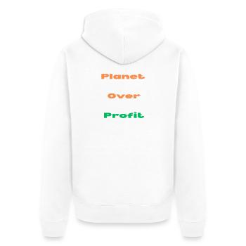 PLANET VOR PROFIT - Unisex Premium Bio Zip Hoodie - Weiß - Hinten - Thijin (182cm)
