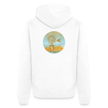 Moulin à vent avec gecko Illustration Majorque - Veste à capuche bio Premium Unisexe - blanc - Dos - Thijin (182cm)