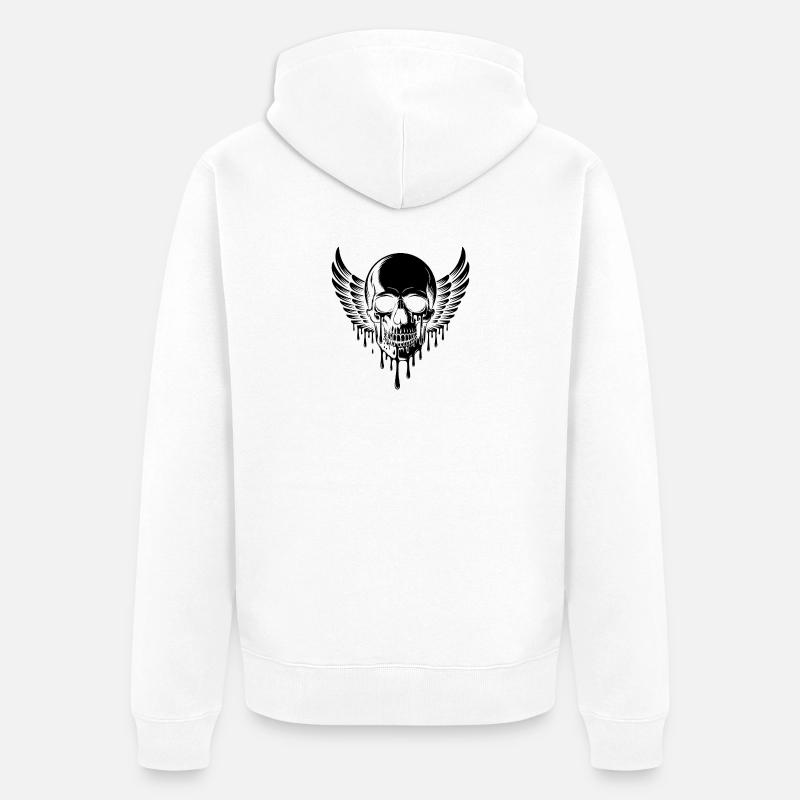 Crâne ailé – Tatouage squelette cool - Veste à capuche bio Premium Unisexe - blanc