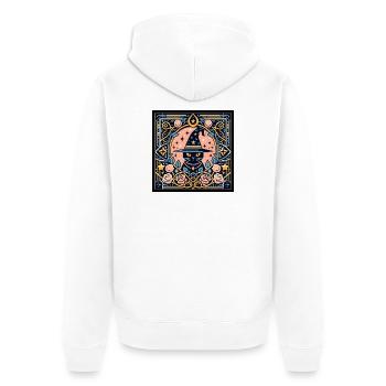 Mystische Katze - Unisex Premium Bio Zip Hoodie - Weiß - Hinten - Thijin (182cm)