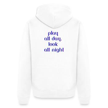 Lebendiges Neon-Text-Zitat-Design - Unisex Premium Bio Zip Hoodie - Weiß - Hinten - Thijin (182cm)