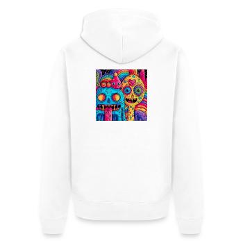 Colorful psychedelic fantasy creatures - Unisex Premium Organic Zip Hoodie - white - Back - Thijin (182cm)