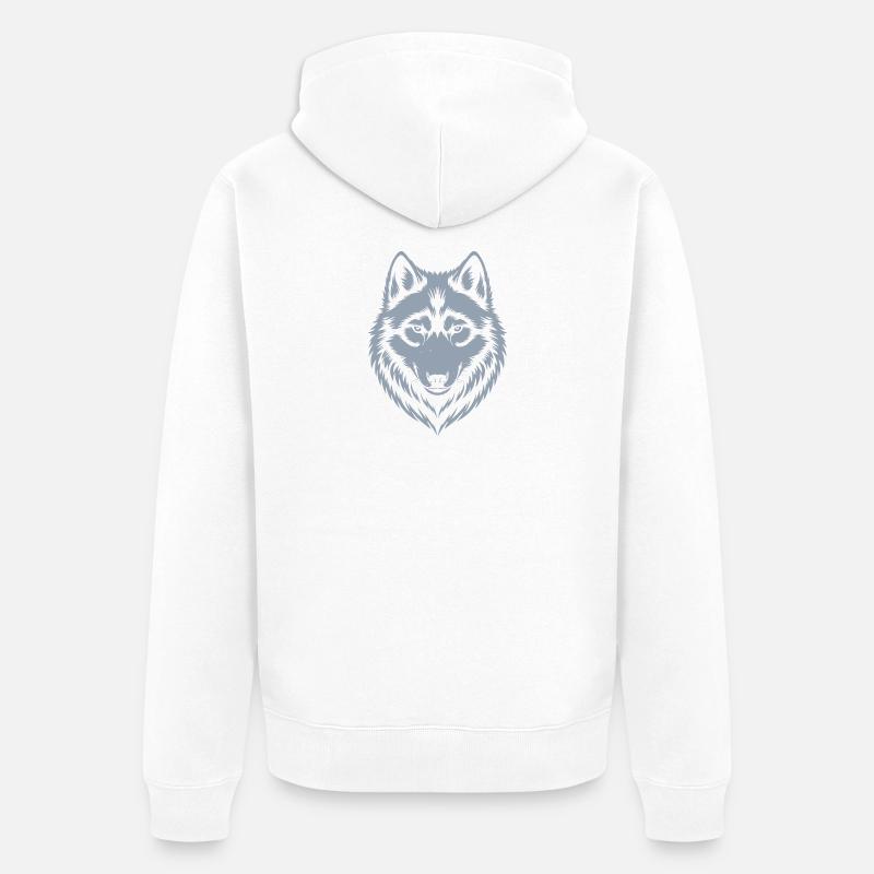 Conception de l’emblème du loup majestueux - Veste à capuche bio Premium Unisexe - blanc