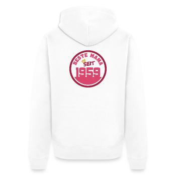 Mama 1959 - Unisex Premium Bio Zip Hoodie - Weiß - Hinten - Thijin (182cm)