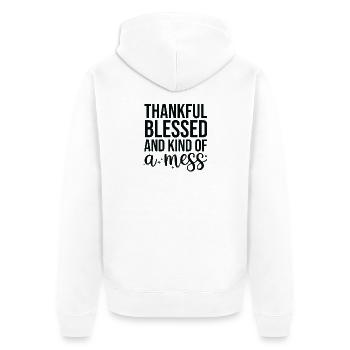 Words of gratitude on black background - Unisex Premium Organic Zip Hoodie - white - Back - Thijin (182cm)