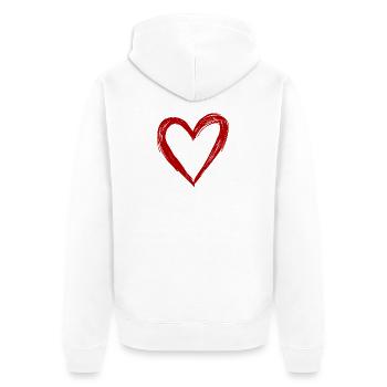 Cute Hand Drawn Red Heart - Unisex Premium Organic Zip Hoodie - white - Back - Thijin (182cm)