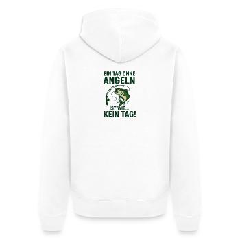 Tag ohne Angeln - Kein Tag - Unisex Premium Bio Zip Hoodie - Weiß - Hinten - Thijin (182cm)