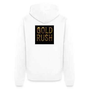 Geldreiches Ballon-Textdesign - Unisex Premium Bio Zip Hoodie - Weiß - Hinten - Thijin (182cm)
