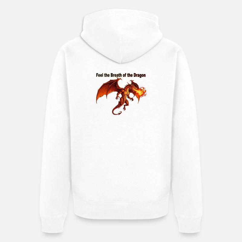 Conception du souffle du dragon ardent - Veste à capuche bio Premium Unisexe - blanc