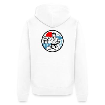Karate Nature - Unisex Premium Bio Zip Hoodie - Weiß - Hinten - Thijin (182cm)