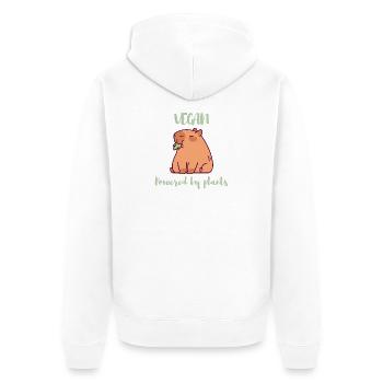 Vegan - Powered by Plants Design für Veganer - Unisex Premium Bio Zip Hoodie - Weiß - Hinten - Thijin (182cm)