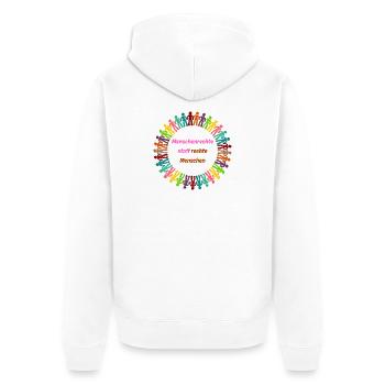 Human rights instead of right-wing people pink - Unisex Premium Organic Zip Hoodie - white - Back - Thijin (182cm)
