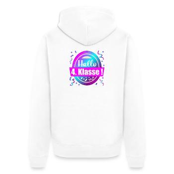 Hallo 4. Klasse Glückwunsch – Schulkind Schule - Unisex Premium Bio Zip Hoodie - Weiß - Hinten - Thijin (182cm)