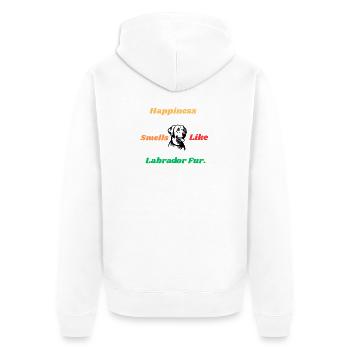 Citation sur le bonheur de la fourrure de Labrador - Veste à capuche bio Premium Unisexe - blanc - Dos - Thijin (182cm)