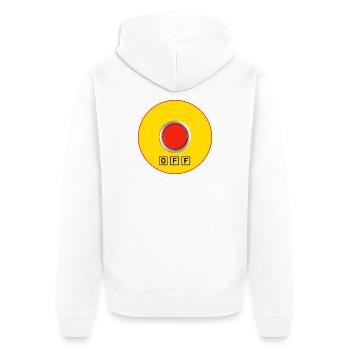 Stopp bei Logorrhoe - Unisex Premium Bio Zip Hoodie - Weiß - Hinten - Thijin (182cm)