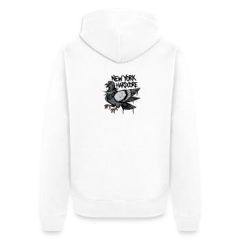 New York Hardcore Pigeon Design - Unisex Premium Bio Zip Hoodie - Weiß - Hinten - Thijin (182cm)