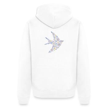 Floral nordique - Oiseau violet doux - Veste à capuche bio Premium Unisexe - blanc - Dos - Thijin (182cm)