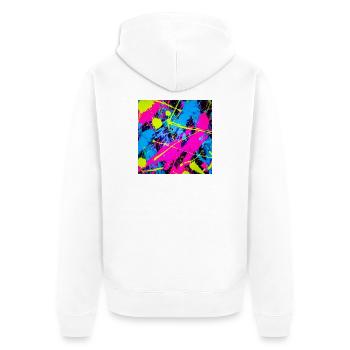 Abstract Neon Color Spot - Unisex Premium Organic Zip Hoodie - white - Back - Thijin (182cm)