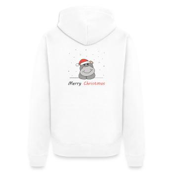 Hippo Weihnachten Schnee Winter Tiere Hippos - Unisex Premium Bio Zip Hoodie - Weiß - Hinten - Thijin (182cm)