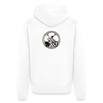 Radsport - Unisex Premium Bio Zip Hoodie - Weiß - Hinten - Thijin (182cm)