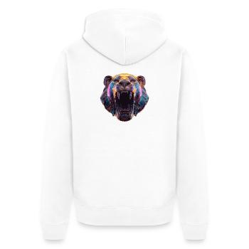 Neon tête de lion Art Design - Veste à capuche bio Premium Unisexe - blanc - Dos - Thijin (182cm)