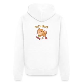 Cute Pomeranian Pup With Toys Lets Play Funny  - Unisex Premium Organic Zip Hoodie - white - Back - Thijin (182cm)