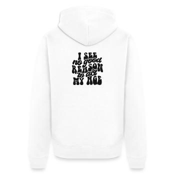 Druckdesign mit Selbstakzeptanz-Botschaft - Unisex Premium Bio Zip Hoodie - Weiß - Hinten - Thijin (182cm)