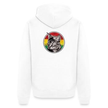 Chat avec des arrière-plans de drapeau - Veste à capuche bio Premium Unisexe - blanc - Dos - Thijin (182cm)