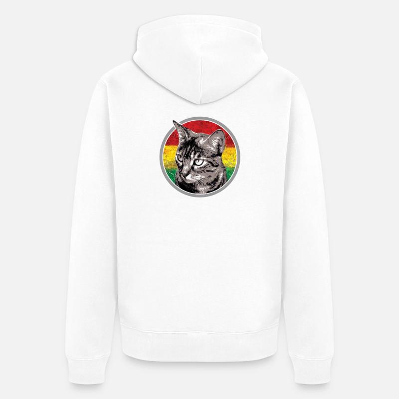 Chat avec des arrière-plans de drapeau - Veste à capuche bio Premium Unisexe - blanc