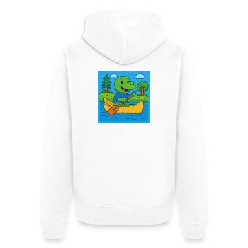 Little dinosaur in a canoe - Unisex Premium Organic Zip Hoodie - white - Back - Thijin (182cm)