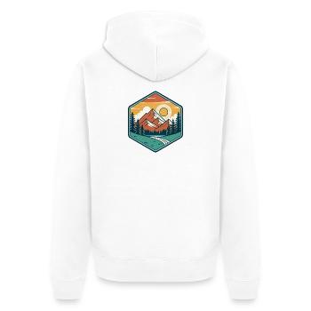 Berg und Sonne in der Natur - Unisex Premium Bio Zip Hoodie - Weiß - Hinten - Thijin (182cm)