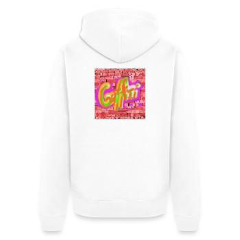 Bunte Graffiti auf Ziegeln - Unisex Premium Bio Zip Hoodie - Weiß - Hinten - Thijin (182cm)