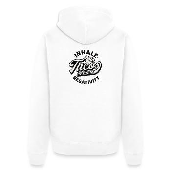 Humorous Taco Exhale T-Shirt - Unisex Premium Organic Zip Hoodie - white - Back - Thijin (182cm)