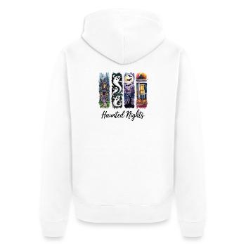 Spuknächte Gruselige Halloween-Häuser & Geister - Unisex Premium Bio Zip Hoodie - Weiß - Hinten - Thijin (182cm)