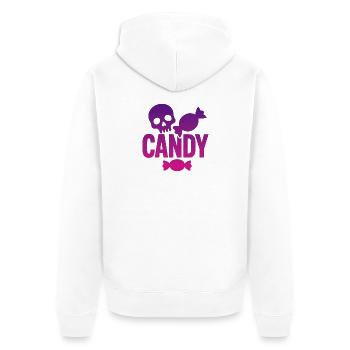 Skeleton and Whimsical Candy - Unisex Premium Organic Zip Hoodie - white - Back - Thijin (182cm)