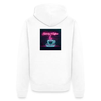 Neon Coffee Treat Quotes Design - Unisex Premium Organic Zip Hoodie - white - Back - Thijin (182cm)