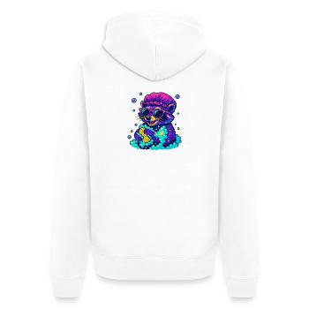 Neon Waschbär - Unisex Premium Bio Zip Hoodie - Weiß - Hinten - Thijin (182cm)