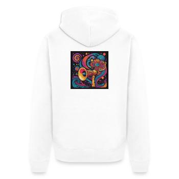 Psychedelic Exploration with Space Speaker - Unisex Premium Organic Zip Hoodie - white - Back - Thijin (182cm)