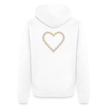 Rainbow Peace Heart Pattern - Unisex Premium Organic Zip Hoodie - white - Back - Thijin (182cm)