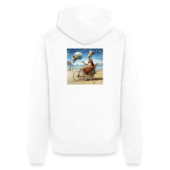 Surreal beach spirit with moonskull Halloween - Unisex Premium Organic Zip Hoodie - white - Back - Thijin (182cm)