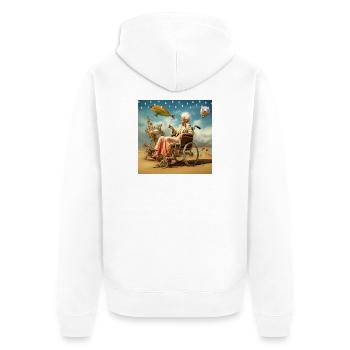Surreale Senioren-Weltraum Strand Fische Abenteuer - Unisex Premium Bio Zip Hoodie - Weiß - Hinten - Thijin (182cm)