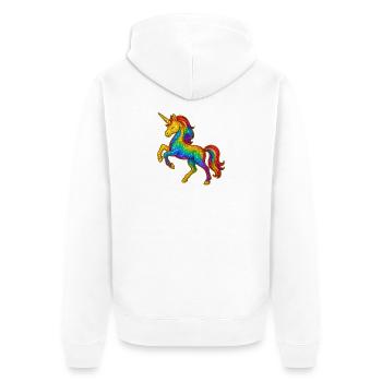 Glitzernder Regenbogen-Einhorn - Unisex Premium Bio Zip Hoodie - Weiß - Hinten - Thijin (182cm)