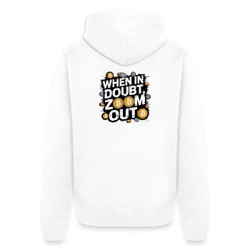 Conception de motivation pour les cryptomonnaies, Zoom arrière - Veste à capuche bio Premium Unisexe - blanc - Dos - Thijin (182cm)